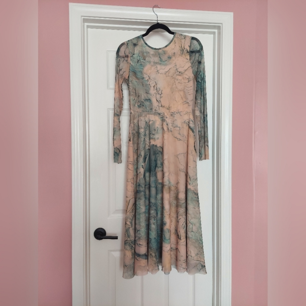 H&M  Marble Print Long Sleeve Evening Dress